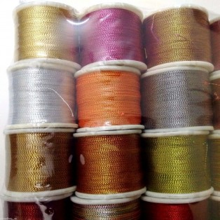 30 Spools - Art Silk Twisted with Lurex - Neem Jari Zari - For Crochet Sewing Embroidery Knitting Jewelry DIY